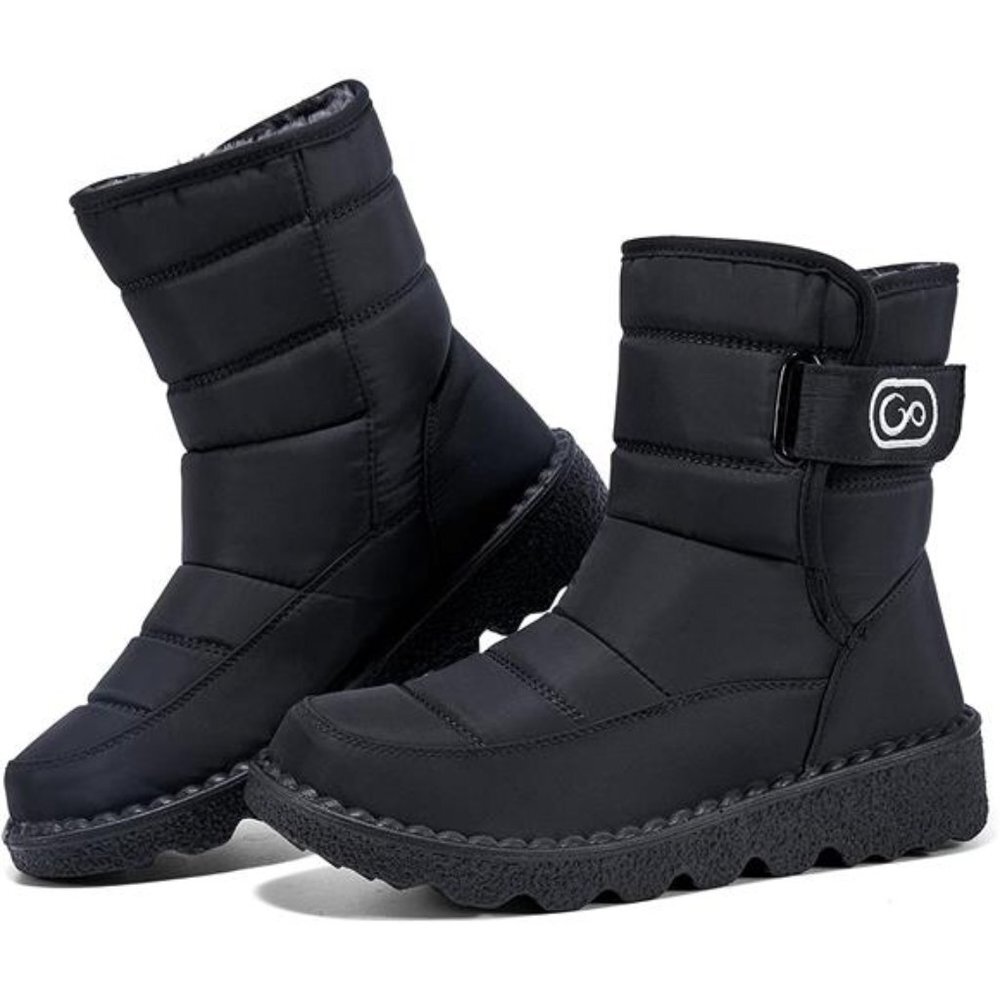 Women's Winter Snow Boots With Warm Lining Non Slip Outdoor Waterproof, Black